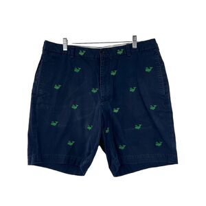 BROOKS BROTHERS Preppy Kelly‎ Green Whale Embroidered Navy Bermuda Shorts Sz 38